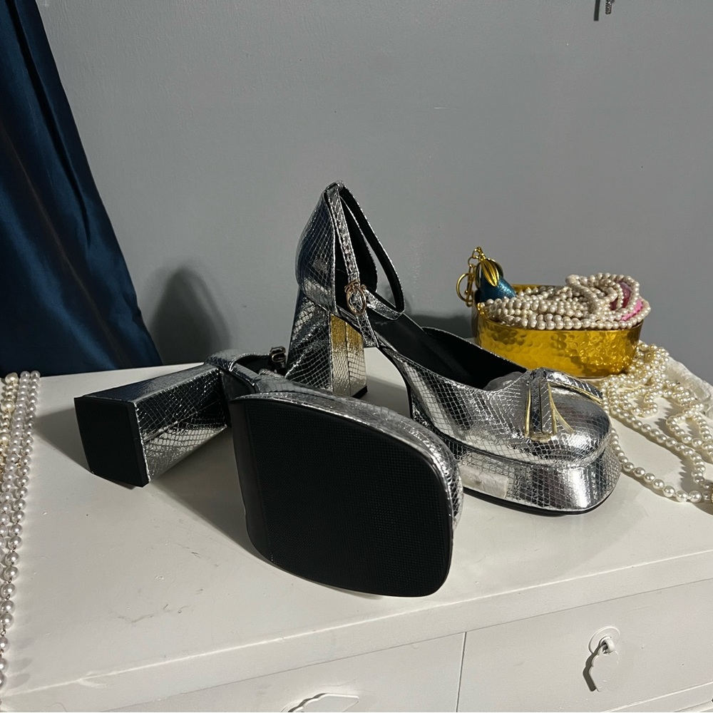 Silver Platform Heels - image 3